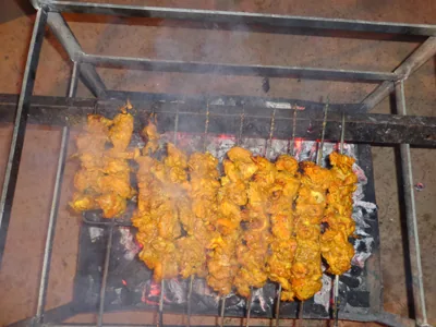 Grilled pomfret on the resort kitchen grill